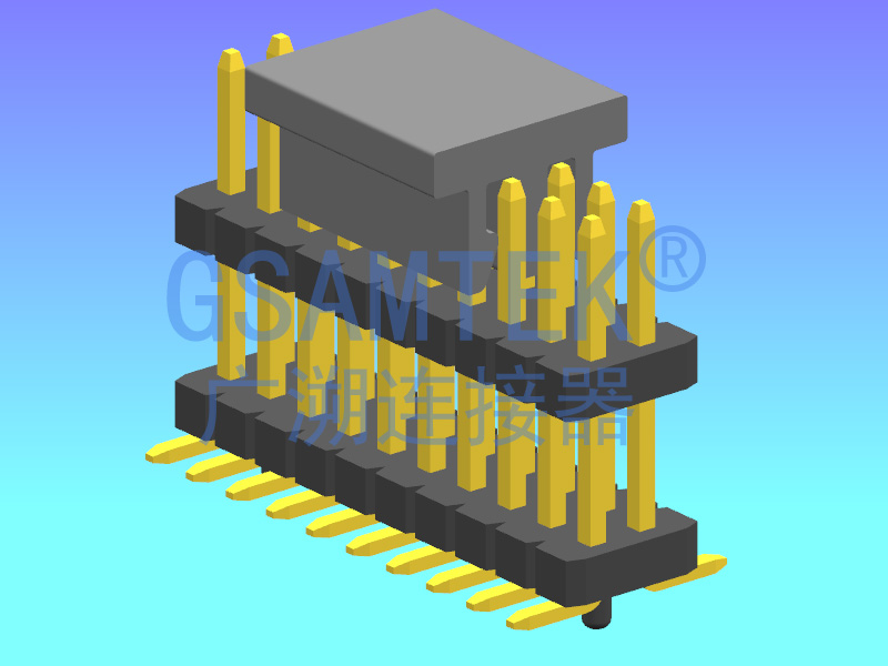 双排双塑SMT排针PH1.27 H1.0 W3.40