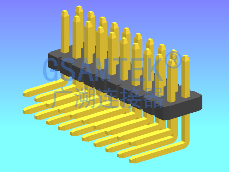 双排90度排针PH1.27 H1.0 W3.40