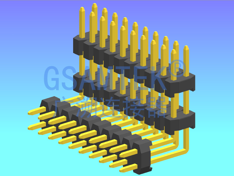 双排三塑90度排针PH2.00 H2.0 W4.0