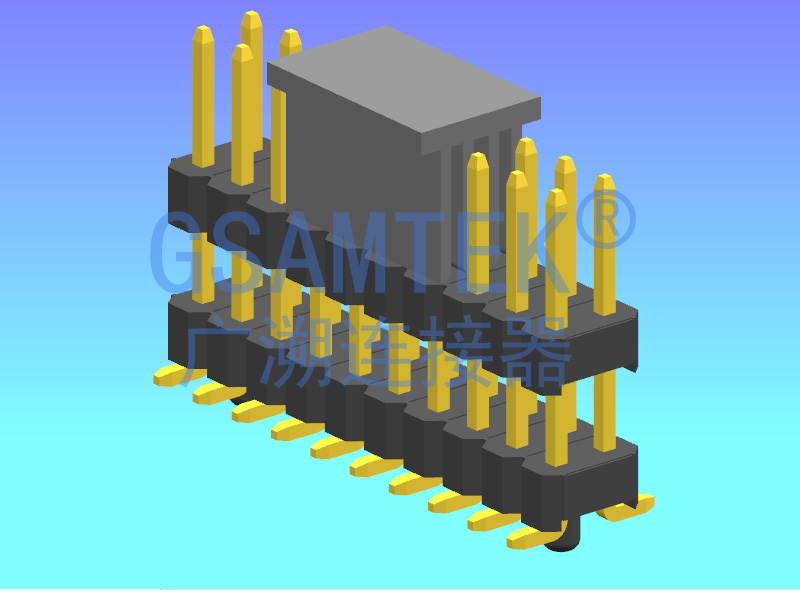 双排双塑SMT排针PH2.54 H2.5 W5.0 CAP