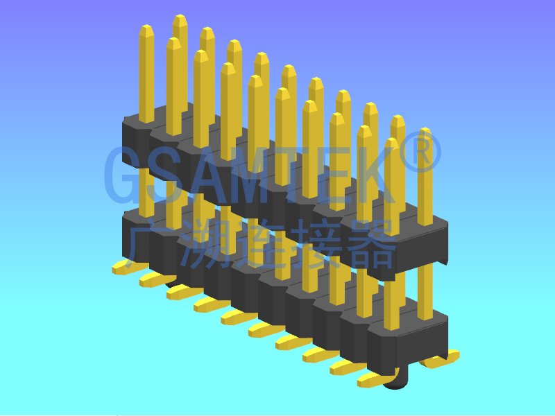 双排双塑SMT排针PH2.54 H2.5 W5.0